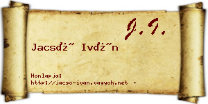 Jacsó Iván névjegykártya